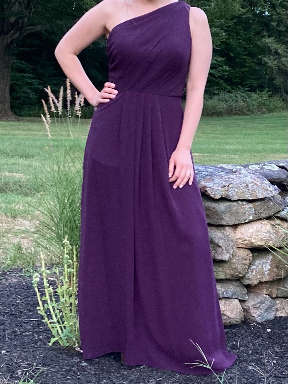 Elegant One-Shoulder Purple Bridesmaid Dress - Picture 7 of 7
